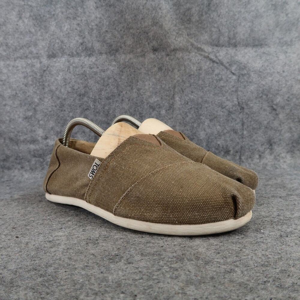 Toms Shoes Mens 7 Flats Slip On Loafers Casual Canvas Alpargatas Green Lifestyle
